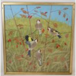 RALSTON GUDGEON (SCOTTISH 1910-1984). Autumn Goldfinches. Gouache. 41cm x 38.9cm. Signed,