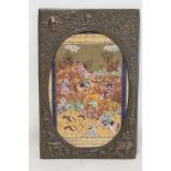 MUGHAL SCHOOL. Hunting scene with figures on horseback and foot amongst undergrowth with deer and