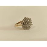 Paste cluster ring in gold, probably 18ct. Size 'P'.