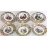 Set of six late 19th/early 20th century German porcelain plates with lobed rims, pierced floral