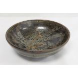 Alan Ward, Whitstable Pottery, Derbyshire pottery bowl with brown glazes, incised mark, 23cm diam.