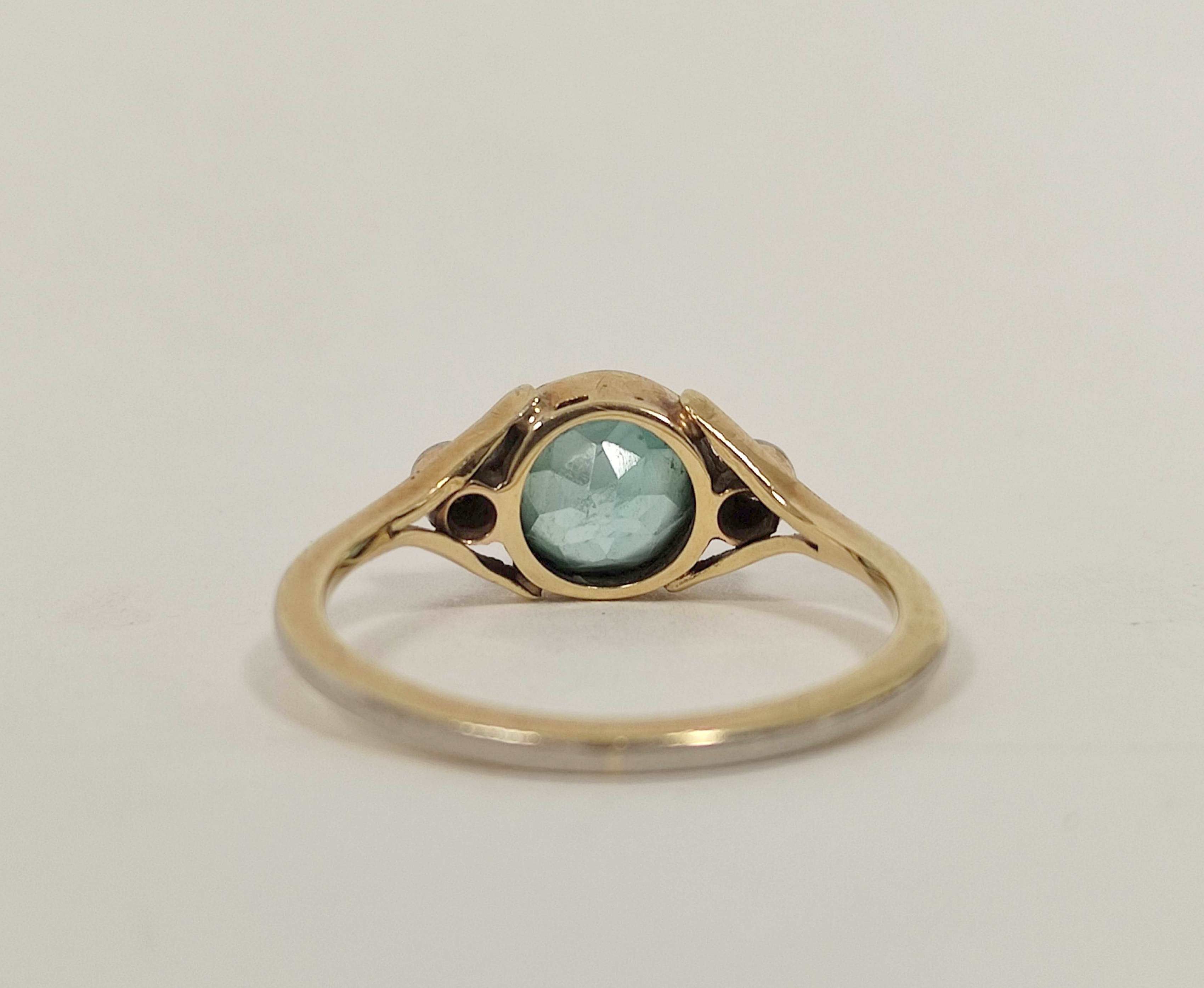 Zircon and diamond ring in gold fronted with platinum. Size 'J'. Zircon scratched. - Image 3 of 4