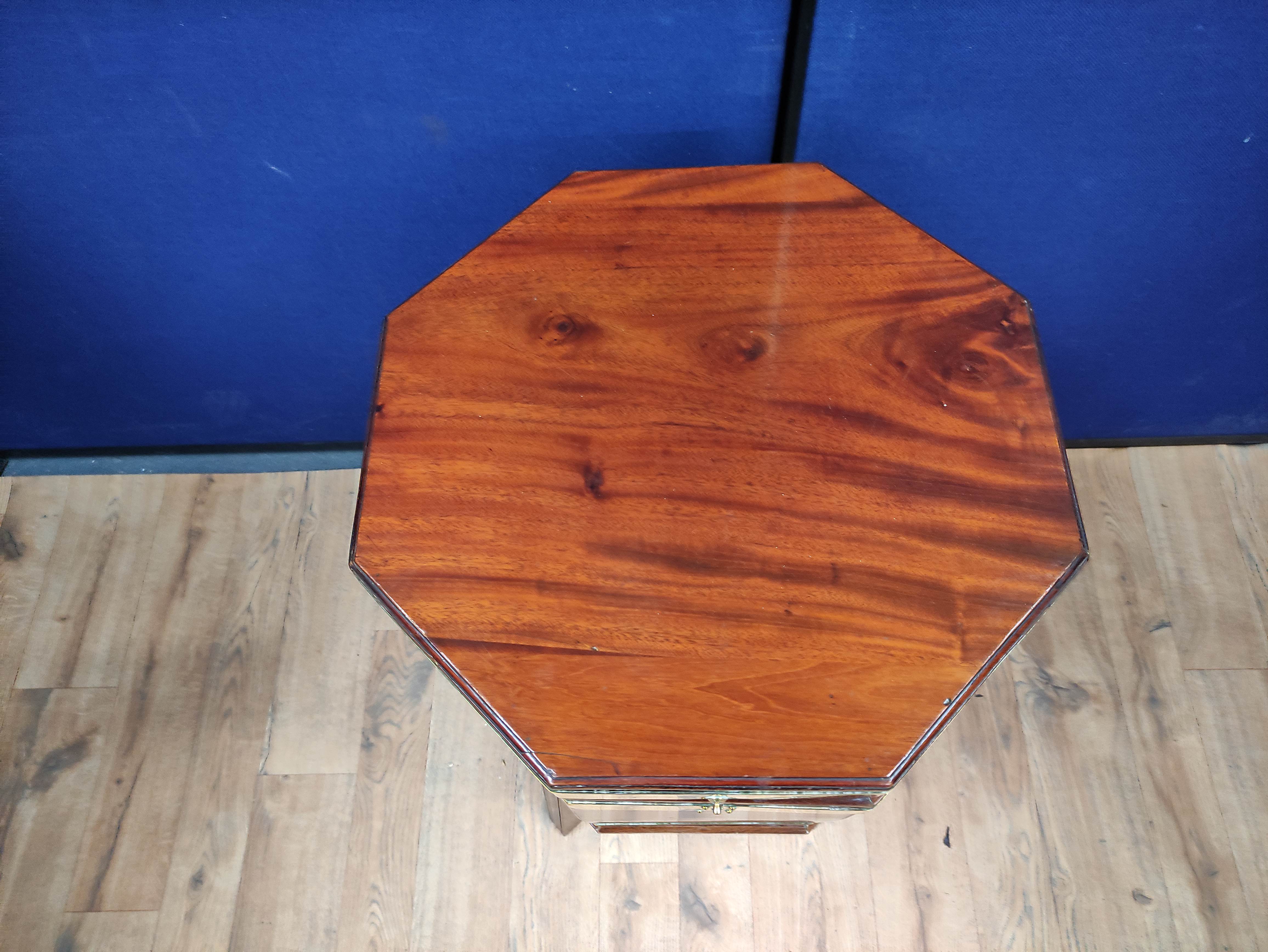 Regency mahogany and brass bound wine cooler circa early 19th century, of octagonal form, lead lined - Image 6 of 7