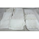 Small quantity of Victorian and later linen including lace and embroidered tablecloths and various