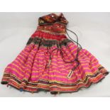 Indian Banjara or Ghagra style skirt of flared form with mirror panels, embroidered borders and