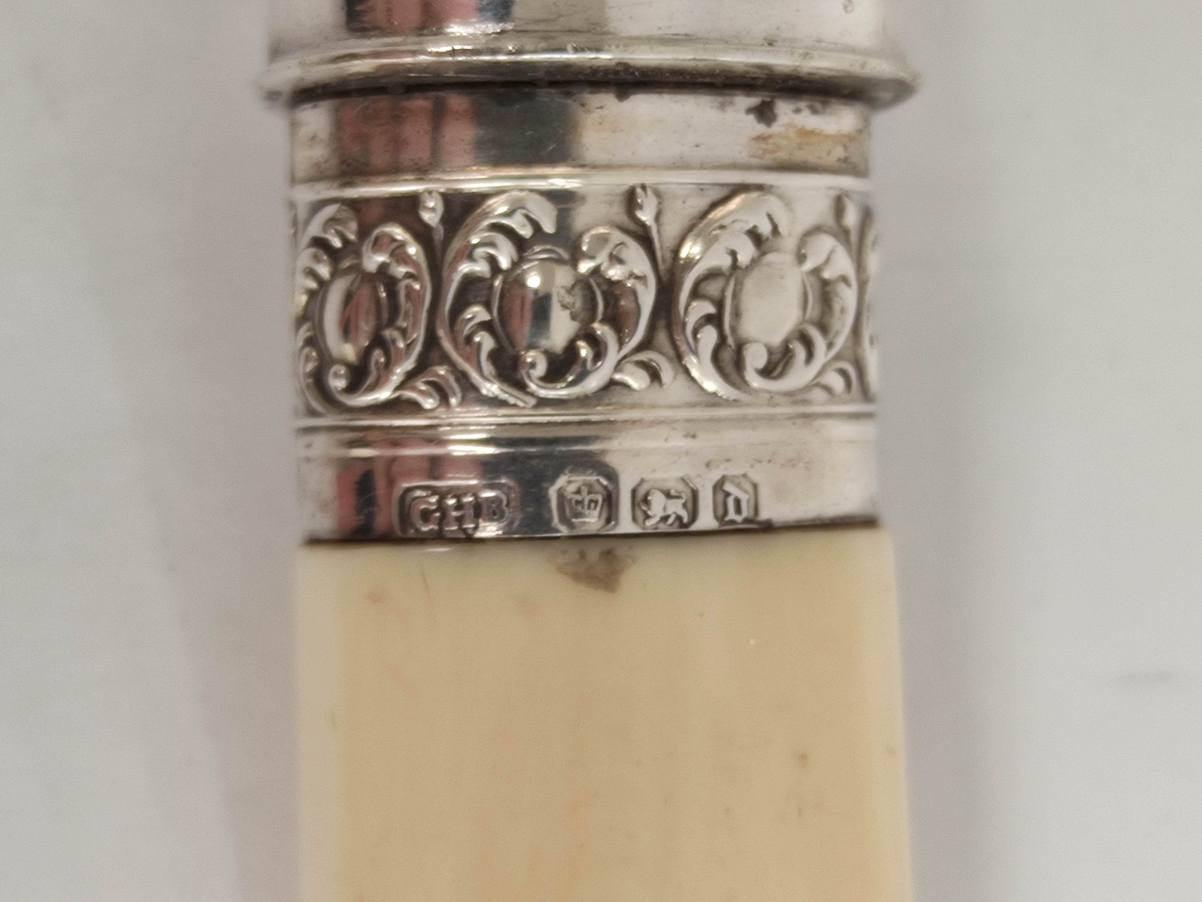 Good e.p. cake knife, engraved with carved ivory handle, the silver ferrule Sheffield 1897, cased. - Image 4 of 5