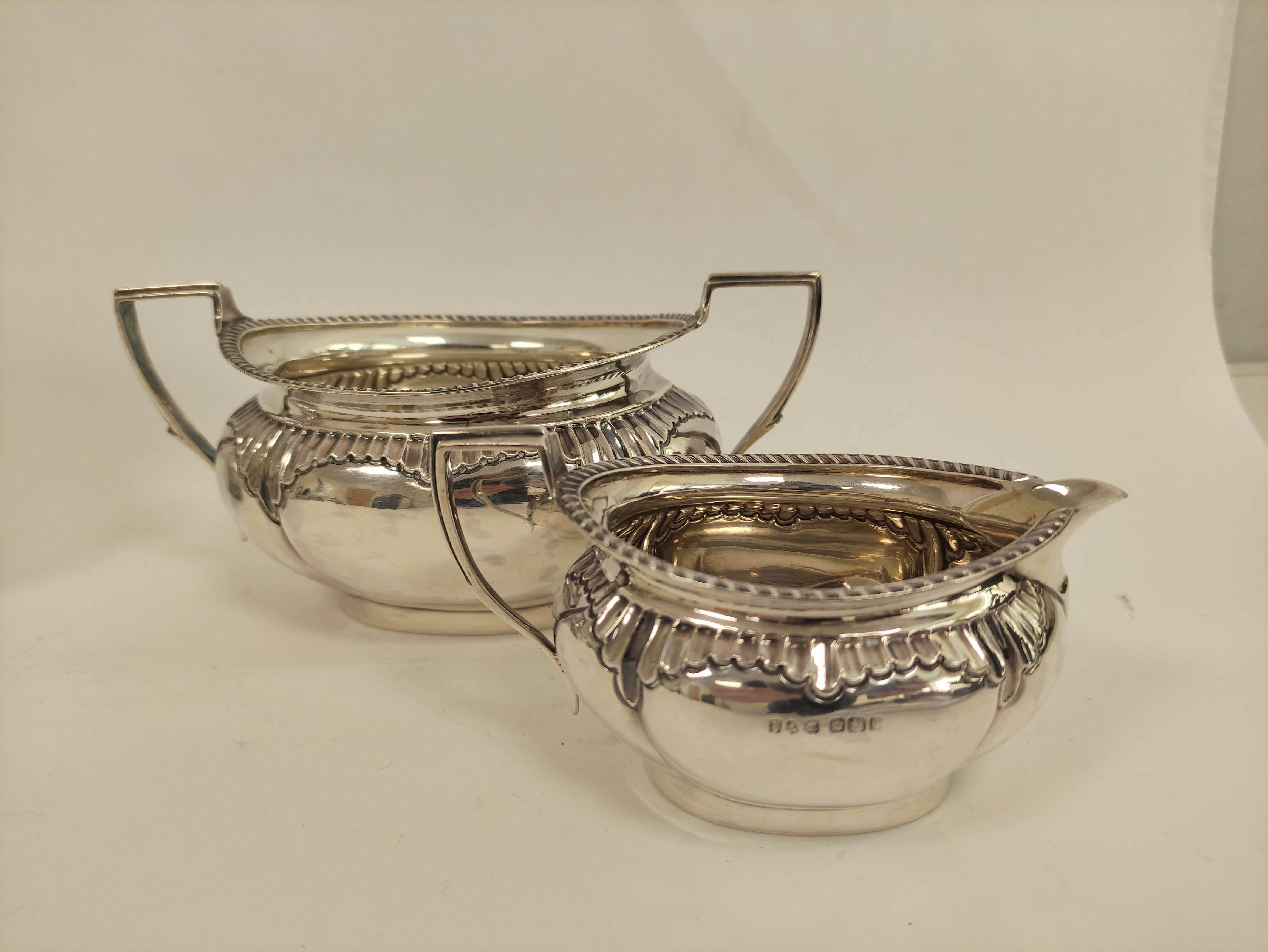 Silver four-piece tea set, oval part fluted, inscribed 'Half Morton 1902', Sheffield 1901. 1464g/ - Image 7 of 9