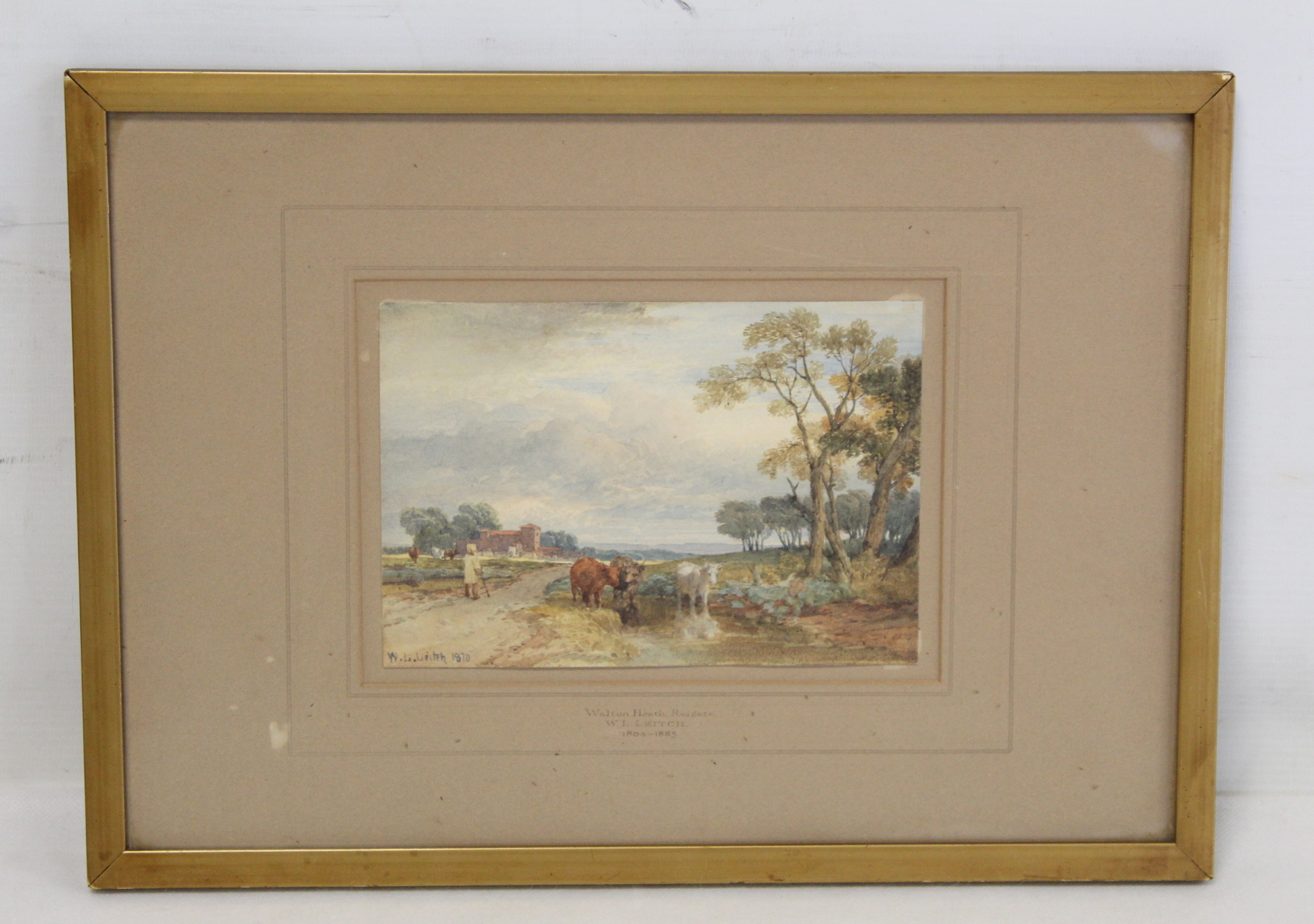 WILLIAM LEIGHTON LEITCH (SCOTTISH 1804-1883). Walton Heath, Reigate. Watercolour. 12.5cm x 17.5cm.