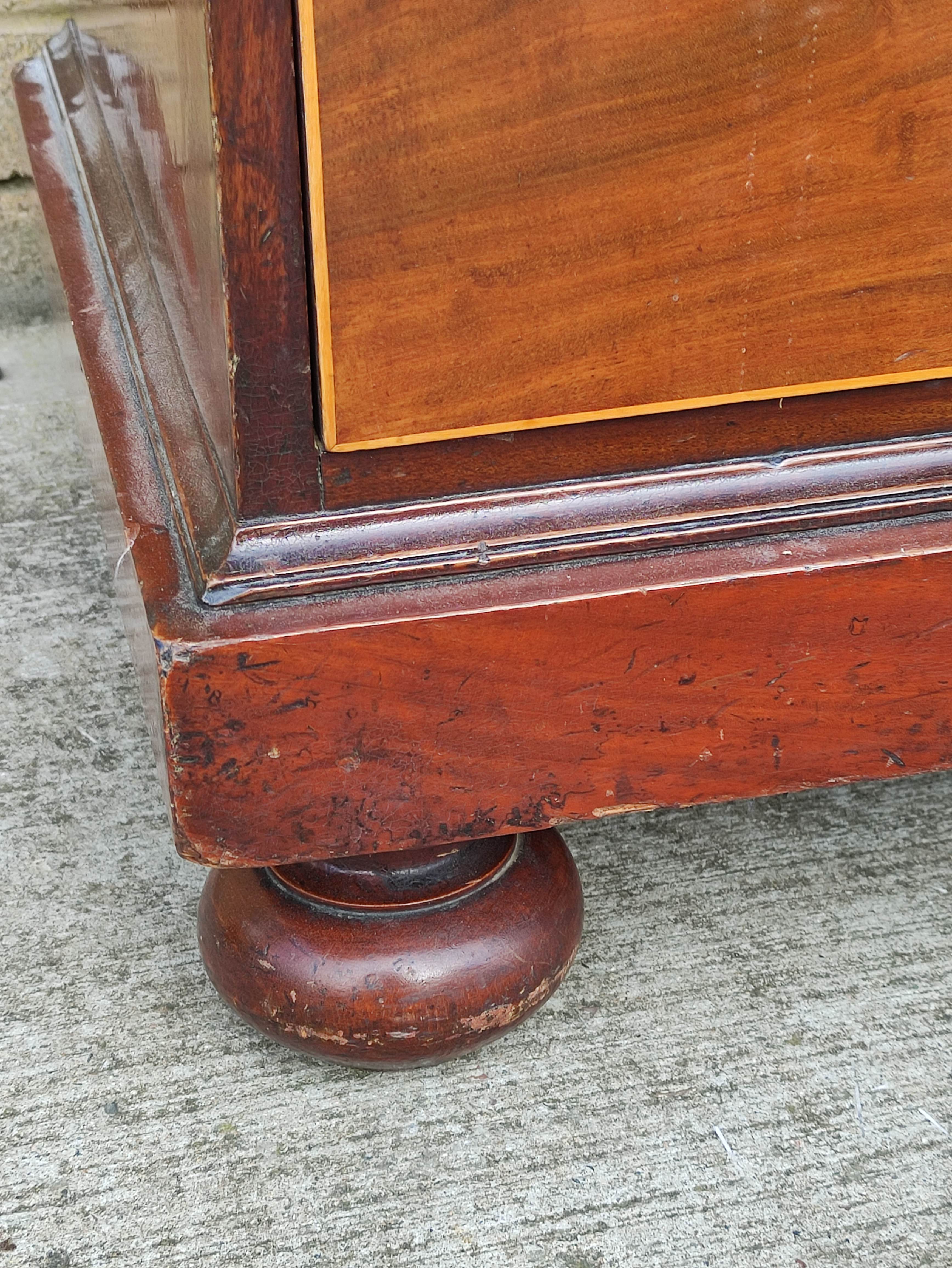 Georgian mahogany inlaid secretaire chest of drawers, the pull down secretaire drawer enclosing - Image 6 of 7