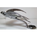 Early 20th century chrome plated car mascot in the form of a swallow in flight, 9cm high and 17cm