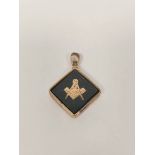 Victorian Masonic watch fob, with motif upon onyx, probably 9ct gold.