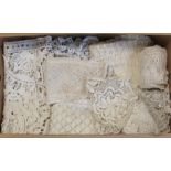 Quantity of Victorian and Edwardian lace and crocheted trim, a carton.
