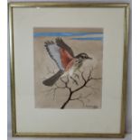RALSTON GUDGEON (SCOTTISH 1910-1984). Redwing alighting on a branch. Watercolour. 30.5cm x 25cm.