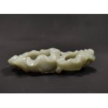 Chinese celadon jade brush washer, 12.5cm wide.