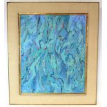 ATTRIBUTED TO ANDRE LANSKOY (RUSSIAN 1902-1976). Abstract in blue. Oil on canvas framed under glass.