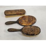 19th/early 20th century Chinese tortoiseshell three piece dressing table set, comprising hand mirror
