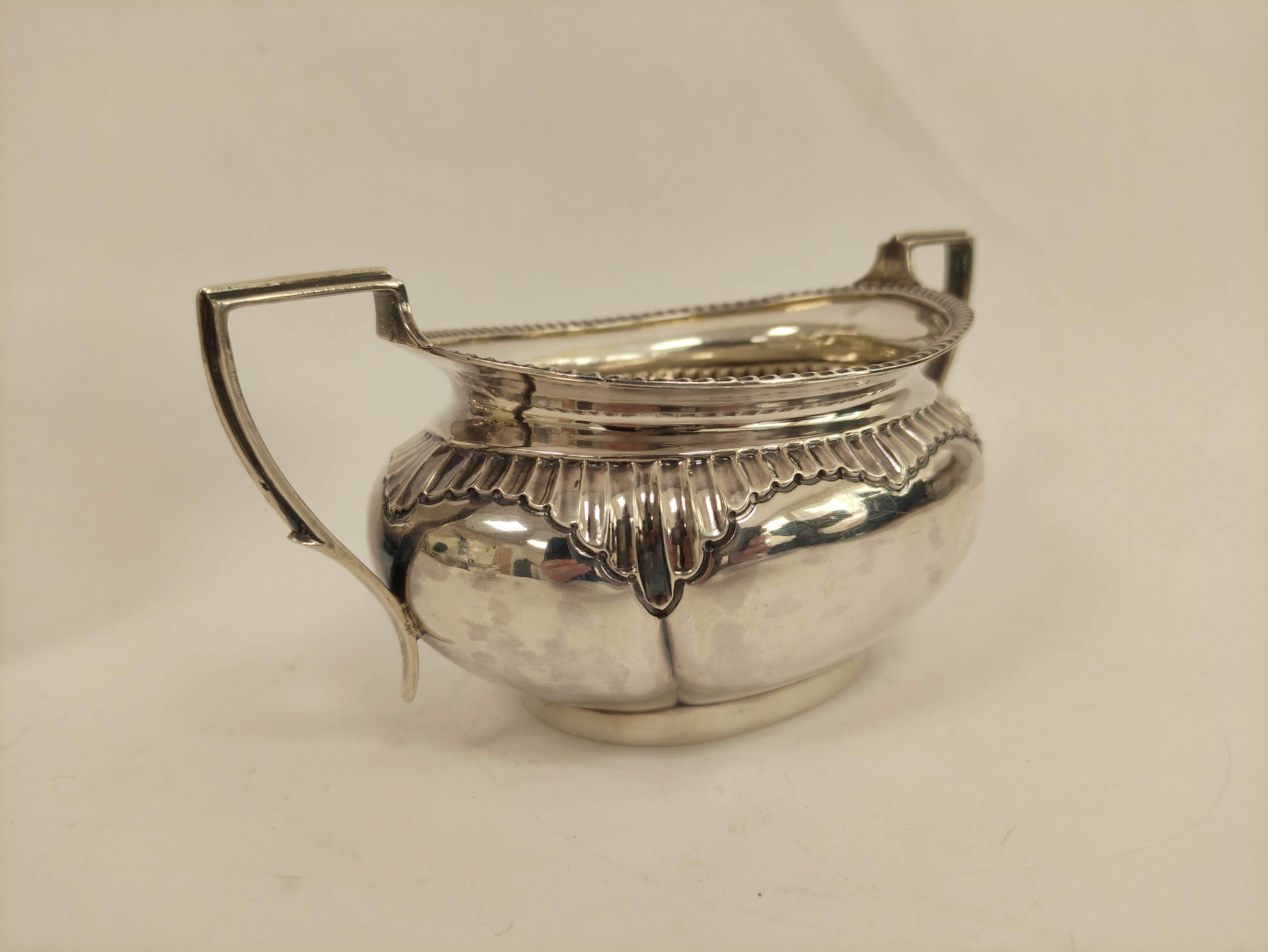 Silver four-piece tea set, oval part fluted, inscribed 'Half Morton 1902', Sheffield 1901. 1464g/ - Image 8 of 9