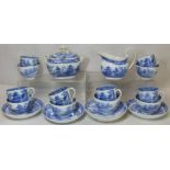 John Rose Coalport blue and white "Willow" pattern cream jug and further matched Coalport tea