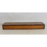 19th century bird's eye maple, mahogany and rosewood inlaid box of long narrow rectangular form,
