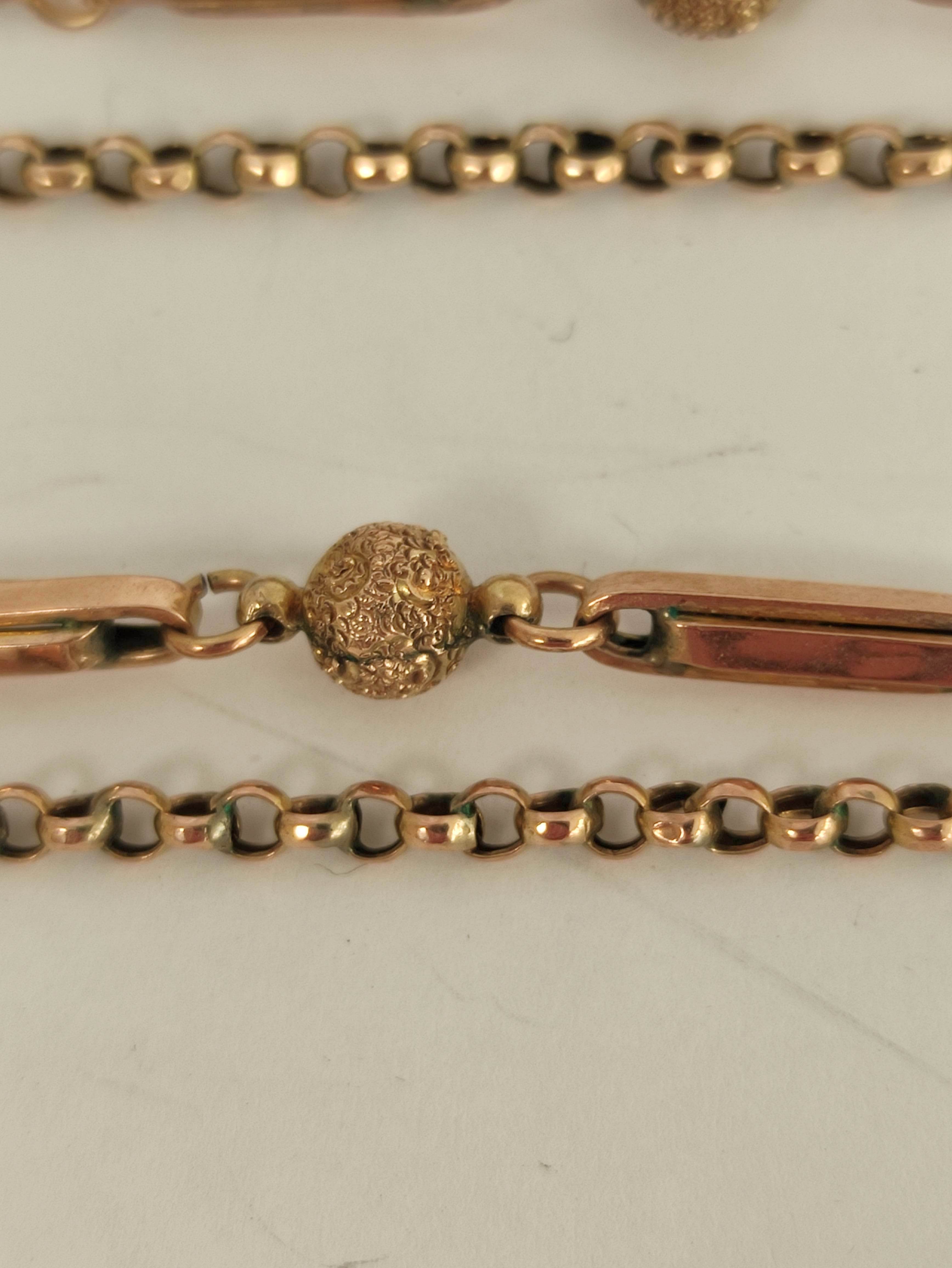 Victorian gold long chain of belcher, fetter and bead pattern. 21g. - Image 3 of 6