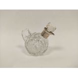 Cut glass whisky noggin, globular with silver mount Grinsell & Sons, Birmingham 1931.