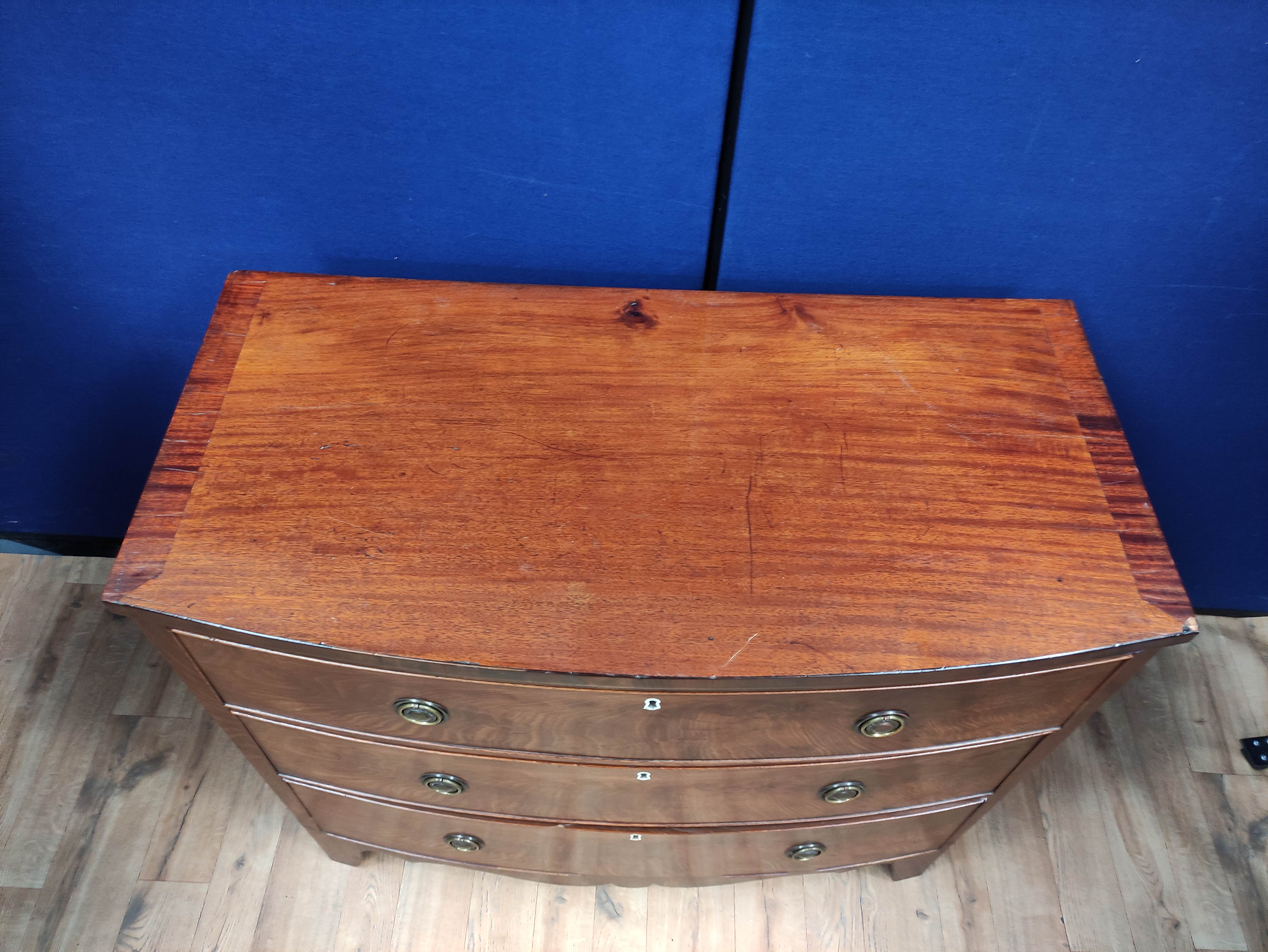 Georgian mahogany chest of drawers circa early 19th century, with three long drawers raised on - Image 2 of 6