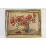 DAUB/DAULE? (EARLY TO MID 20TH CENTURY SCHOOL). Still life of oriental poppies. Oil on board. 49cm x