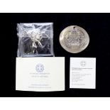 1979 .925 silver replica of a 12th century Byzantine empire coin no 46/100 126g & a .950 silver