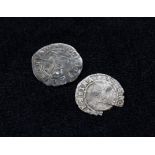 England. Elizabeth I. Two silver halfgroats both London mint, with "Rosa Sine Spina" lettering in