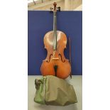 Vintage 4/4 size cello by Baliol bearing paper label to the interior with spruce top and one piece