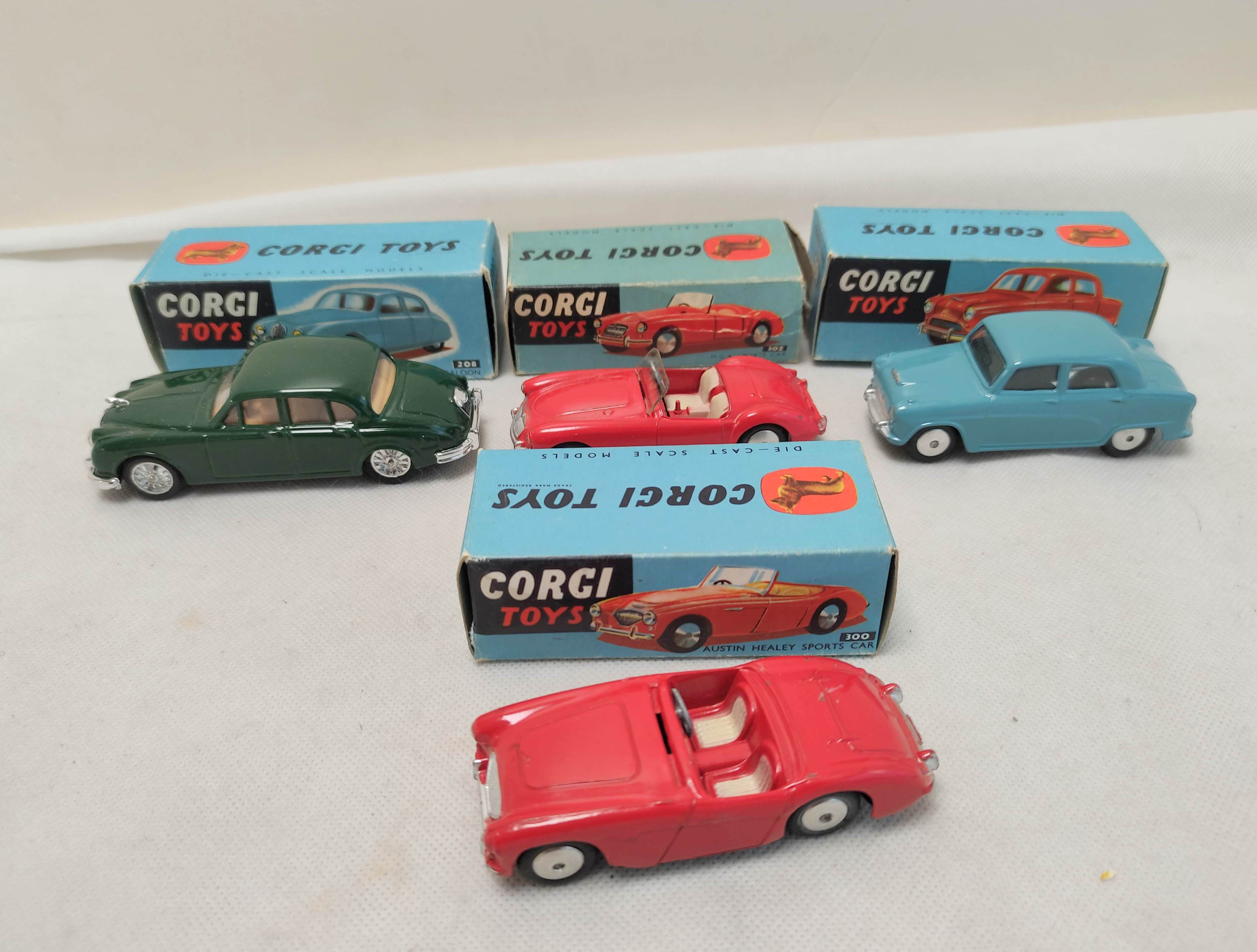 Corgi Major Toys Gift Set No.1 Carrimore Car Transporter with four Boxed Cars, consists of: Car - Image 9 of 12