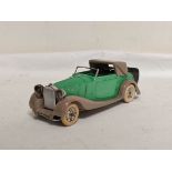 A pre-war tinplate Tri-ang Minic 51ME clockwork Daimler Sedanca model car with green chassis and