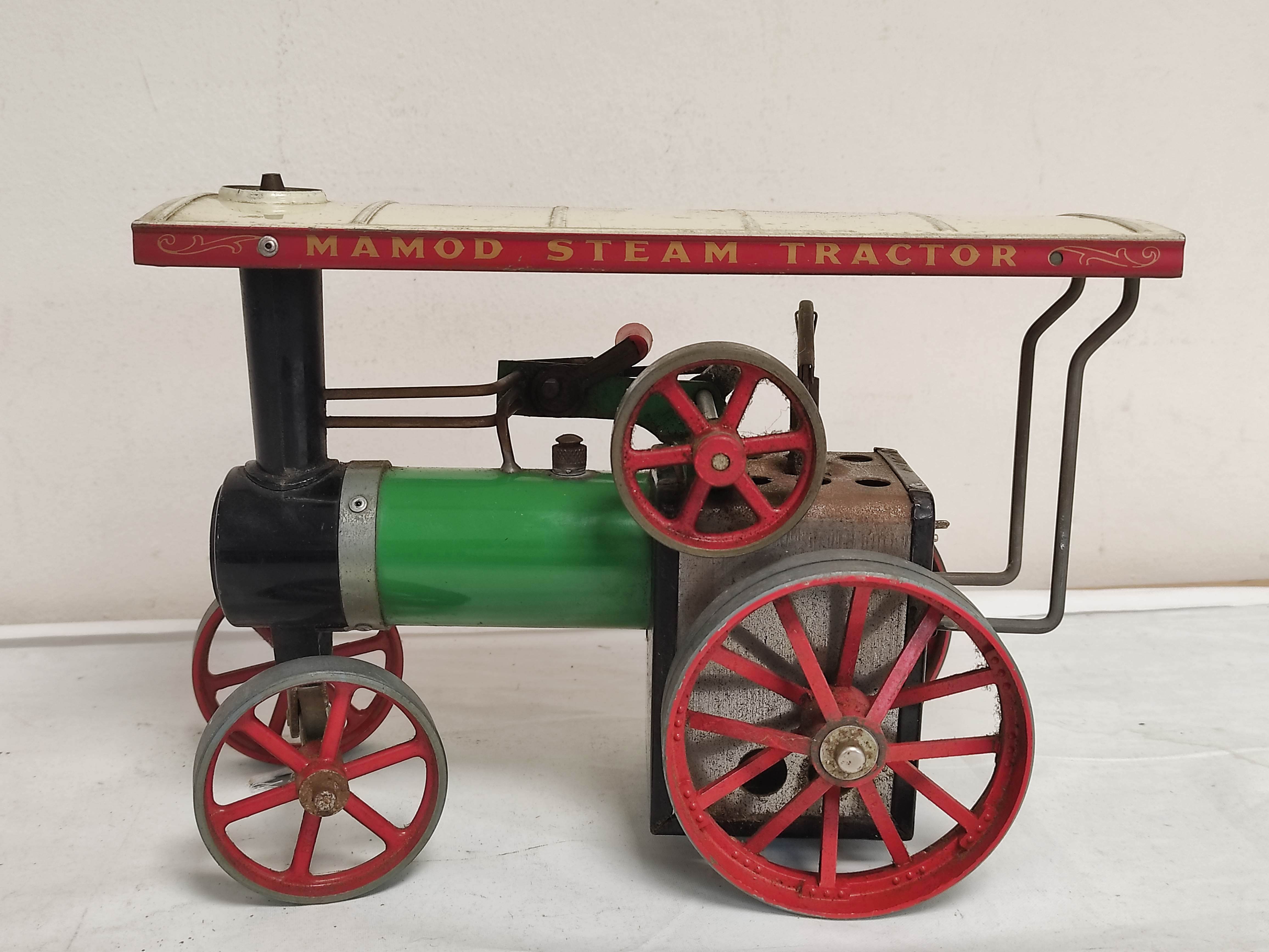 Vintage Mamod TE1A steam traction engine with tin plate canopy - Image 3 of 7