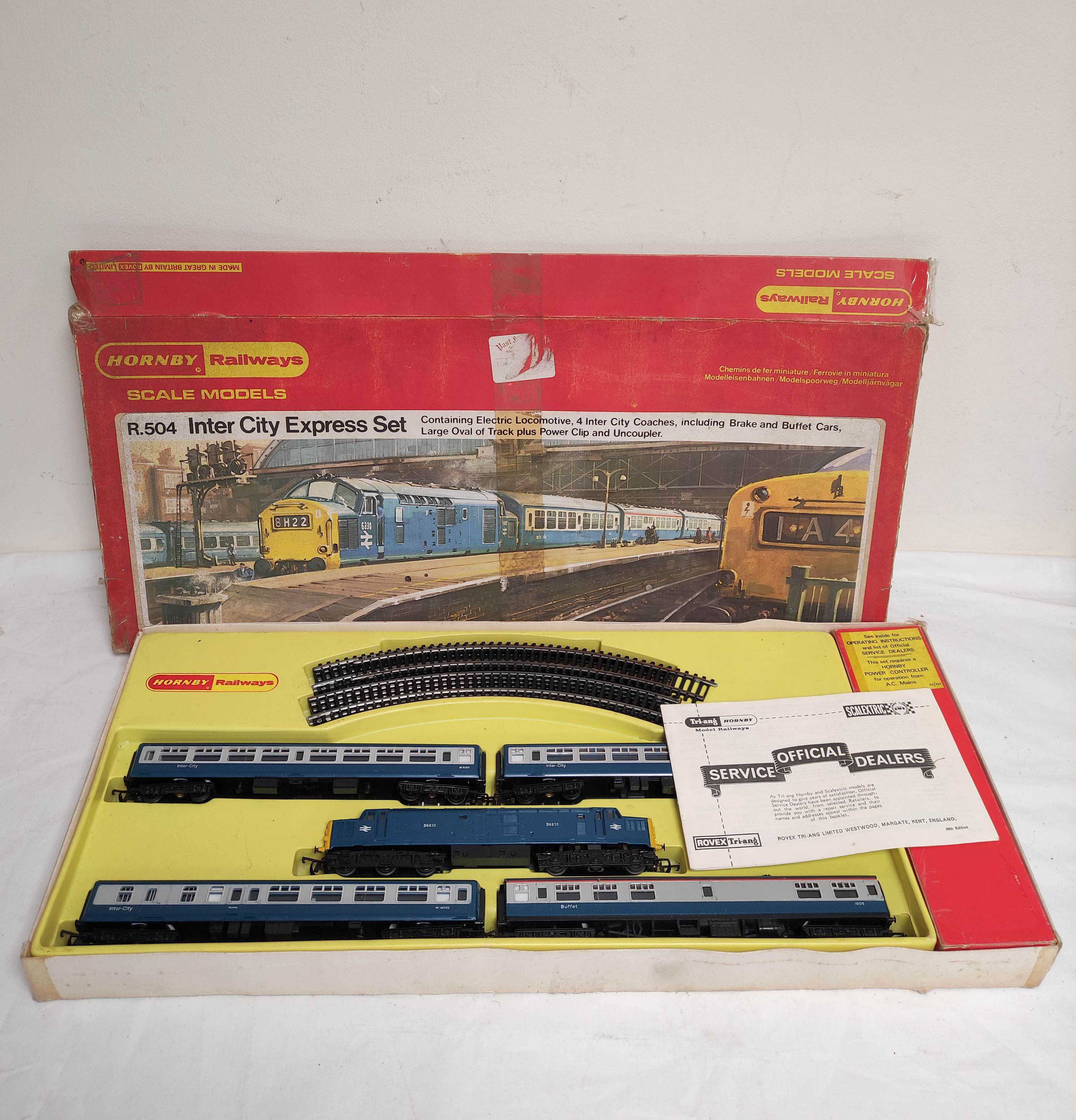 Vintage Hornby R504 00 gauge Inter City Express Set complete with box and papers. Box is defective