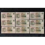 United Kingdom. Scotland. Nine Clydesdale Bank Ltd £1 banknotes all dated 1st February 1980 and