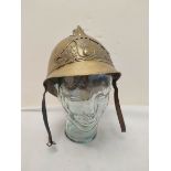 Antique M1895 French Sapeurs Pompiers D'Eppeville brass fireman's helmet with applied company