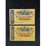 United Kingdom. Scotland. Two Royal Bank of Scotland £5 banknotes both dated 2nd November 1964.