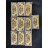 United Kingdom. Scotland. Ten Royal Bank of Scotland £1 banknotes all 1960s issues to include
