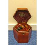 Antique Lichenal & Co London hexagonal button box concertina, no. 55360, in original fitted box.