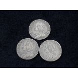 United Kingdom. George II. Three silver sixpences dates to include two 1757 & one 1758 all mostly VF
