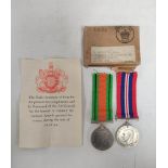 WW2 boxed War medal & Defence medal issued to G. Houghton LAC 1692663. Complete with O.H.M.S box and