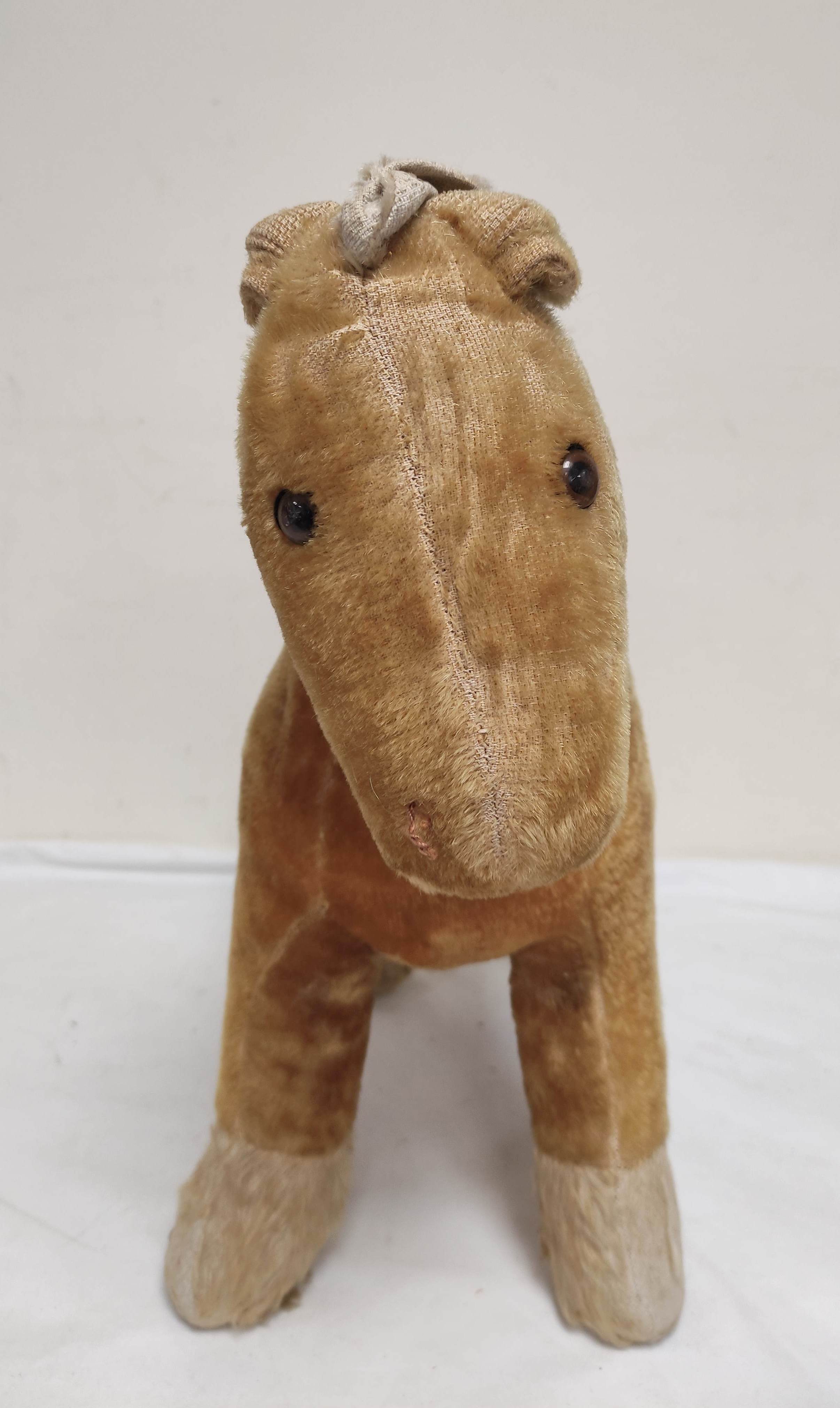 Two antique mohair stuffed toys to include an articulated clockwork teddy & a toy horse by Deans Rag - Image 3 of 9