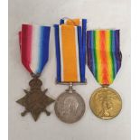 WW1 1914-15 star medal trio awarded to Pte B. Mason 2144 Manchester Regiment.