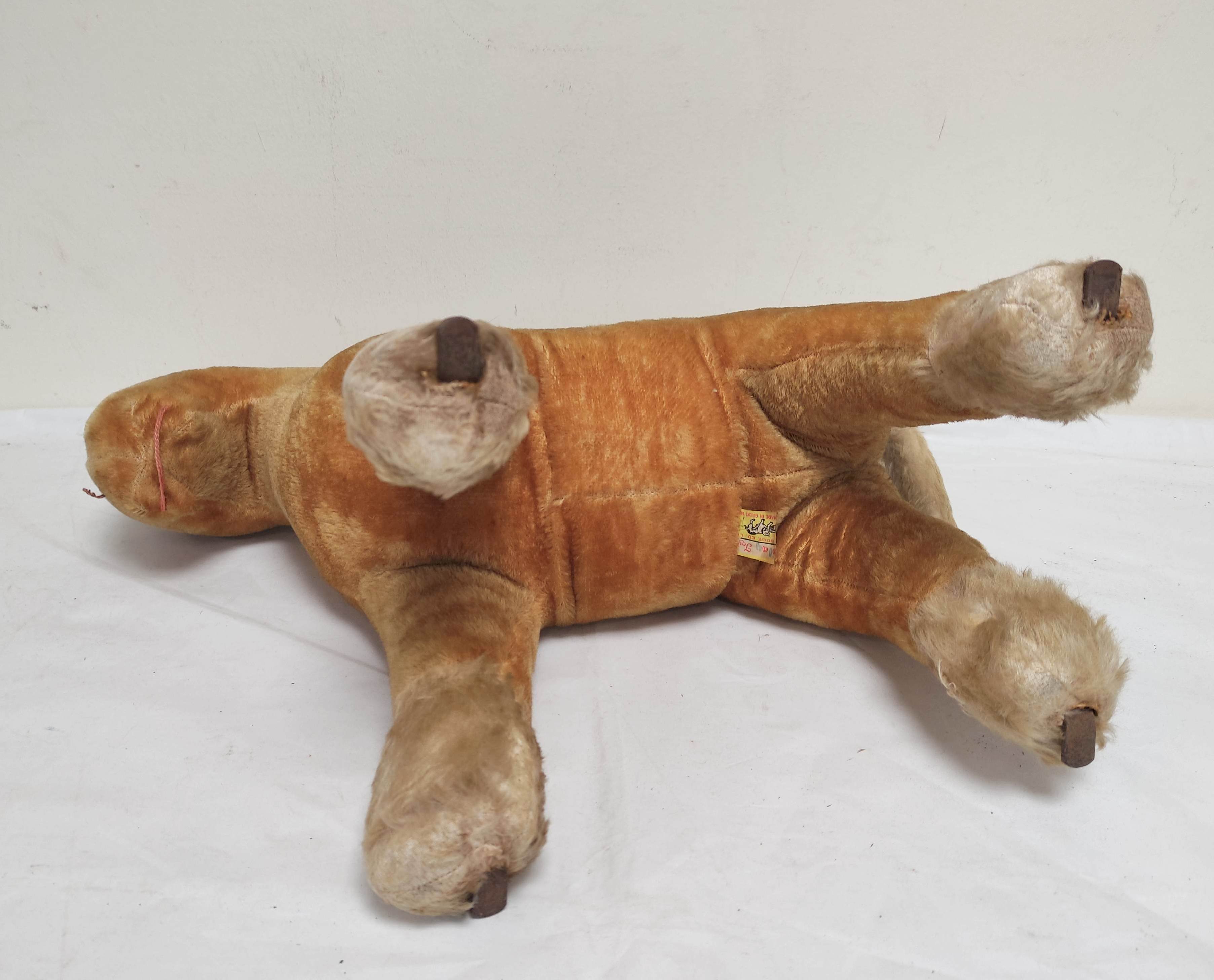 Two antique mohair stuffed toys to include an articulated clockwork teddy & a toy horse by Deans Rag - Image 4 of 9