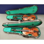 Two Chinese 1/2 size violins, with hard cases.  One by Skylark, the other unsigned. (2).