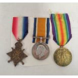 WW1 1914-15 medal trio awarded to Pte J. Barlow 12366 K.O.S.B.