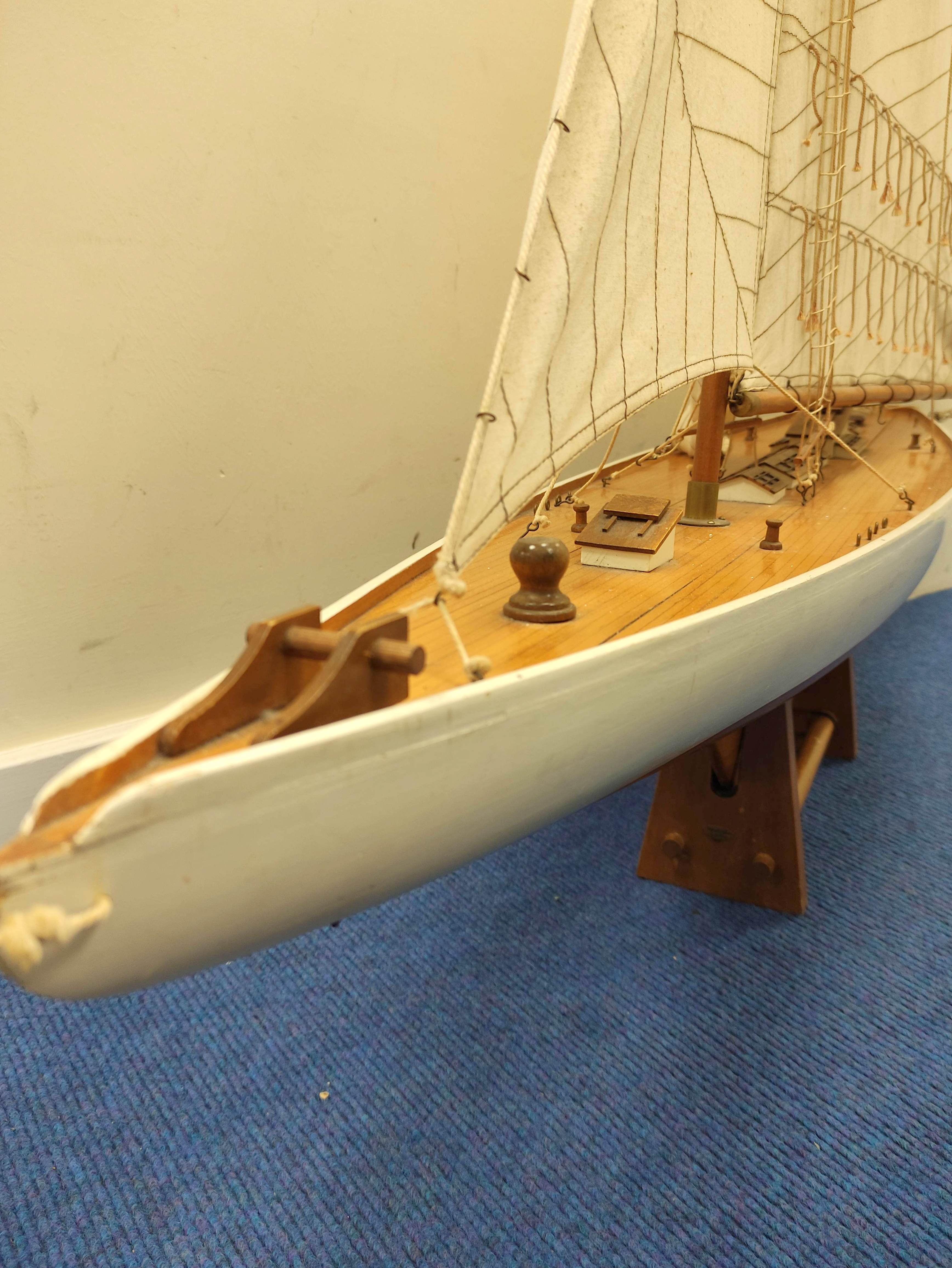 Large model sailing ship by Nauticalia of London with wooden hull and canvas sails. - Image 3 of 6