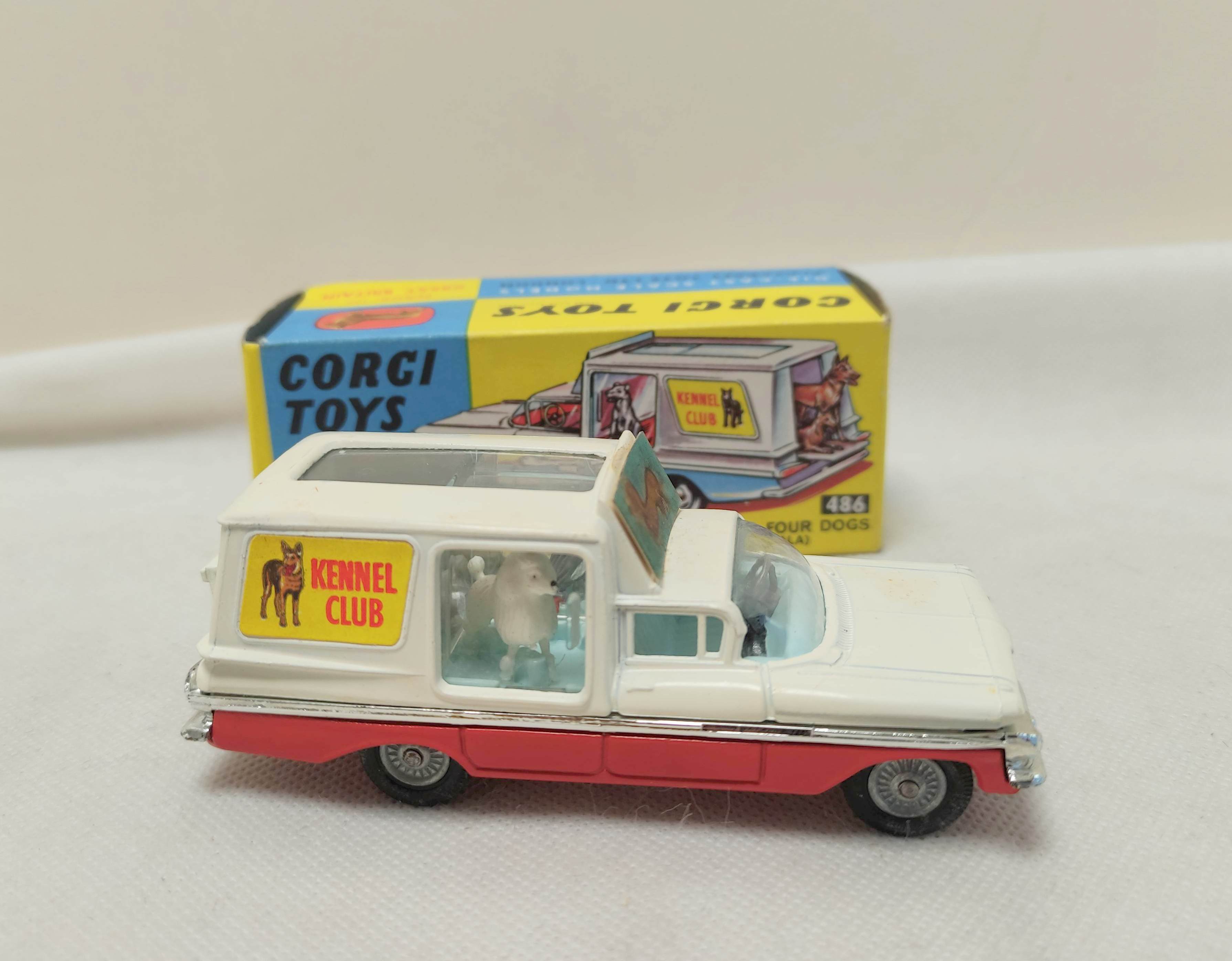 Corgi Toys model 486 Kennel Service Wagon with four dogs based off the Chevrolet Impala. Complete