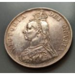 United Kingdom. Victoria. 1887 silver crown. Low mintage 173,500. EF+