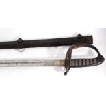 Late 19th century Scottish Light Infantry officer's sword with a wire and rayskin grip, basket